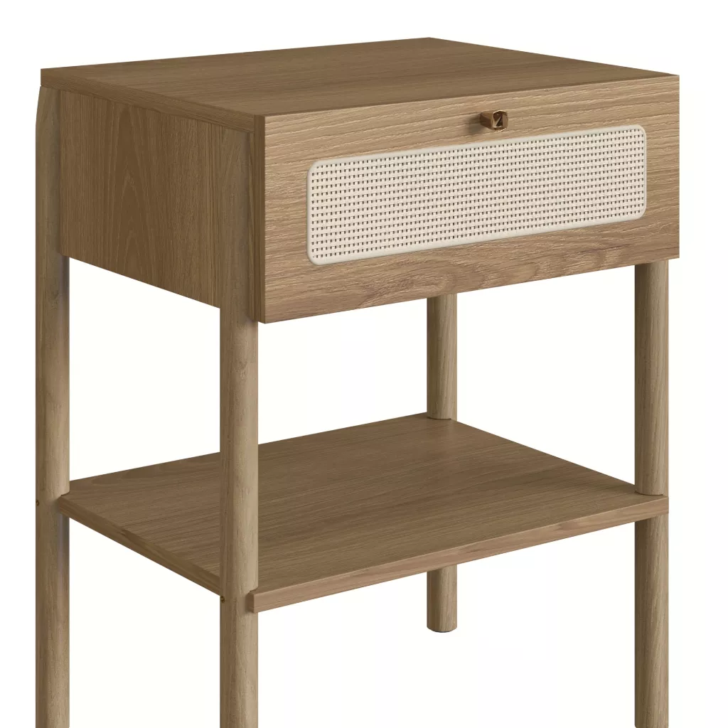 Mesa de Cabeceira Oslo Com 1 Gaveta Pés Em Madeira