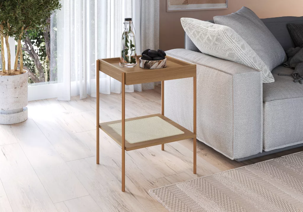 Mesa Lateral Oslo Pés Em Aço