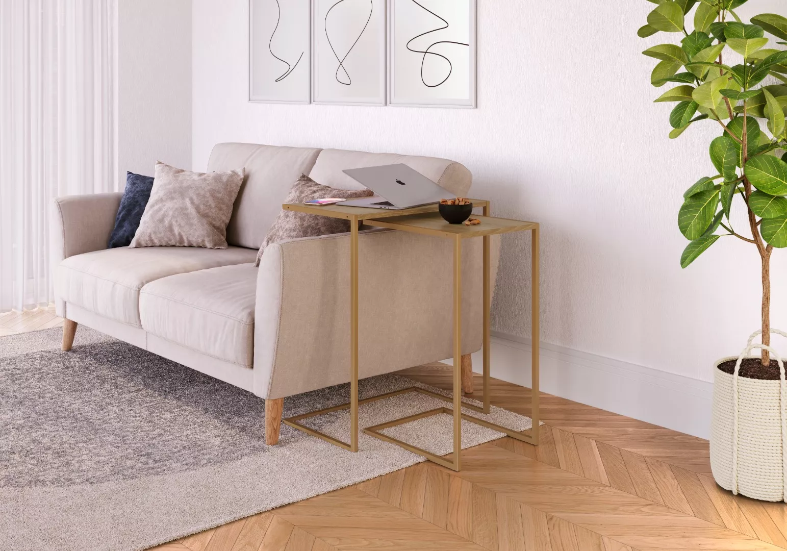 Mesa Lateral Tube Quadrada