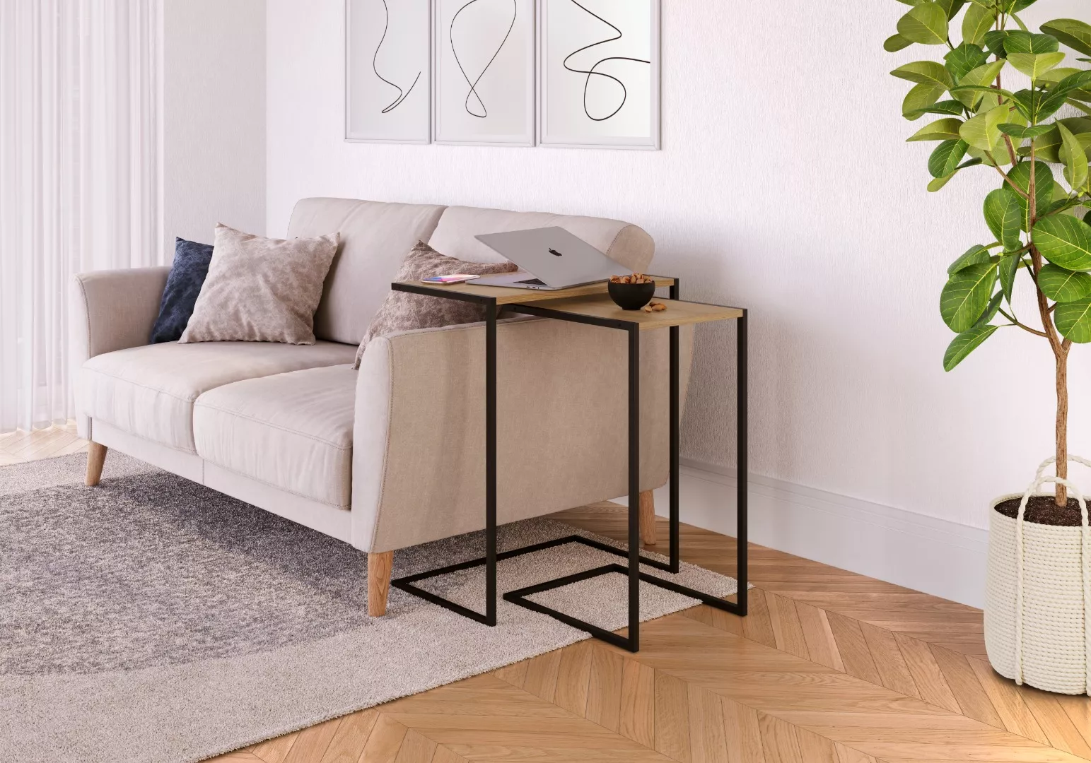 Mesa Lateral Tube Quadrada