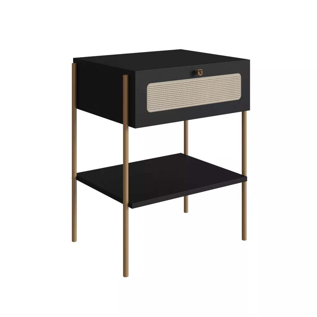 Mesa de Cabeceira Oslo Com 1 Gaveta Pés Em Aço