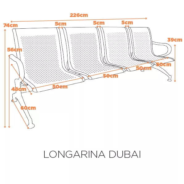 Longarina Dubai 4 Lugares Com Estofado